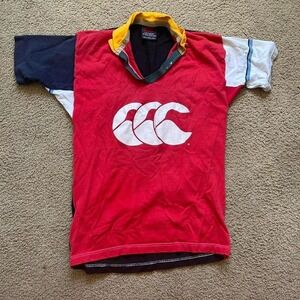 Vintage CANTERBURY Temex TX Fabric 1990s Rugby Shirt Jersey size Large / Vintage